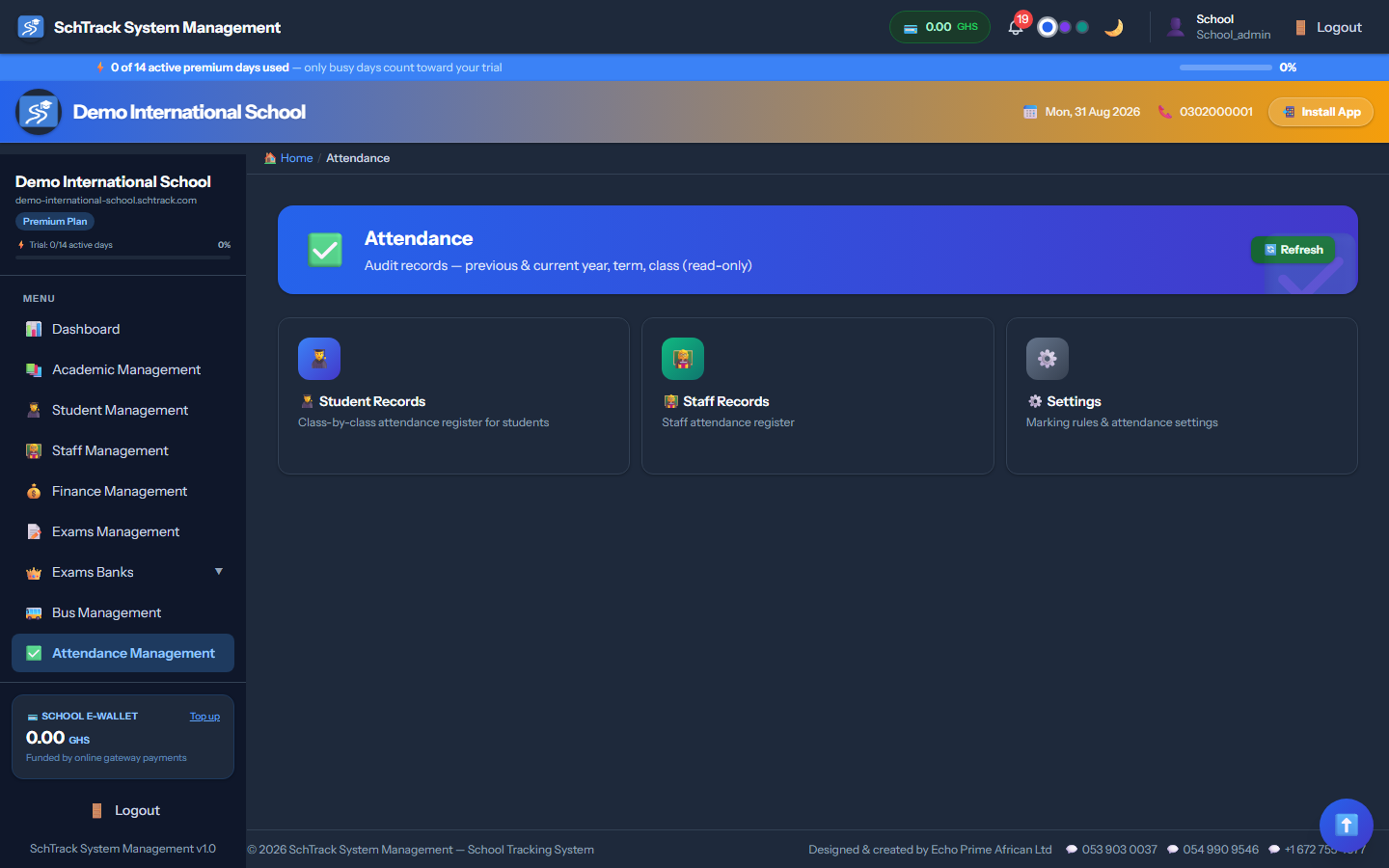Attendance - SchTrack screenshot