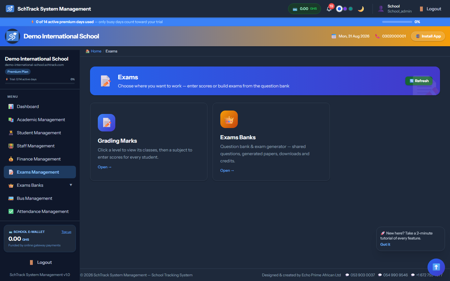 Exams - SchTrack screenshot
