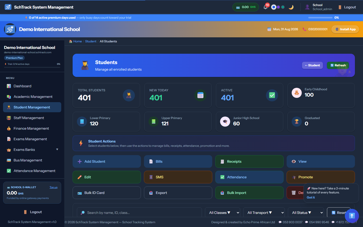 Students - SchTrack screenshot