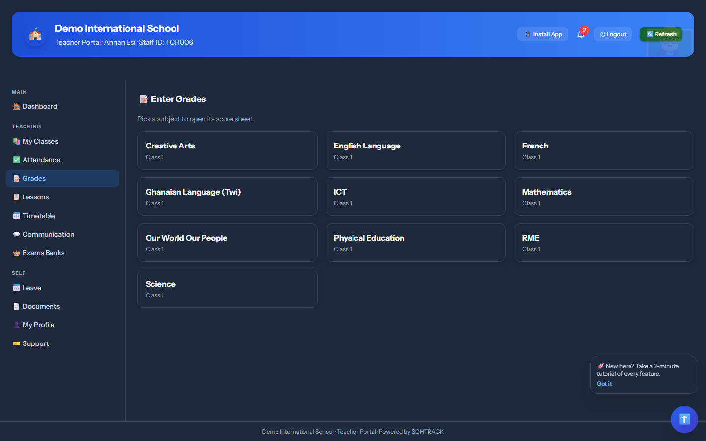 Grades - SchTrack screenshot