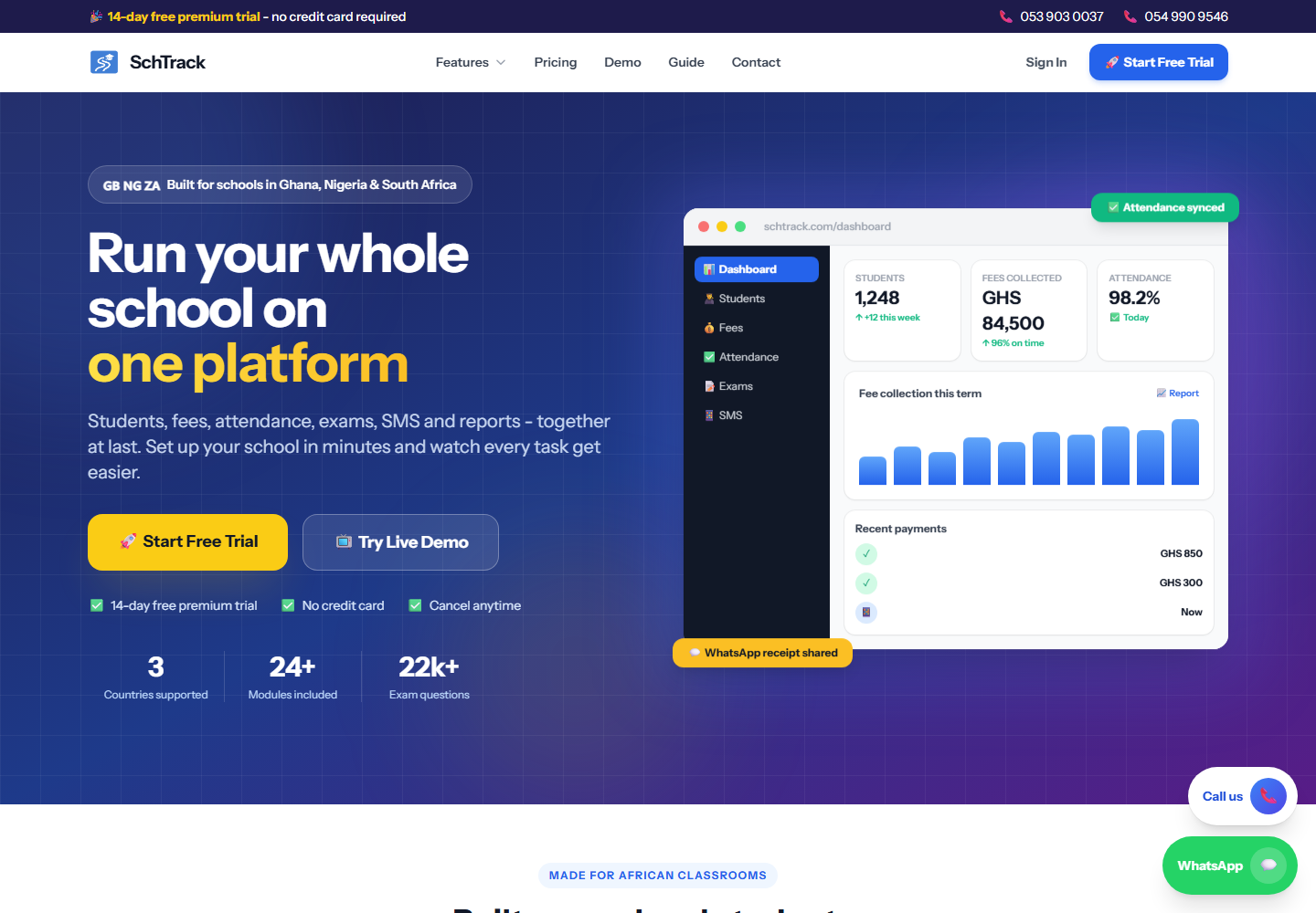 Home page - SchTrack screenshot