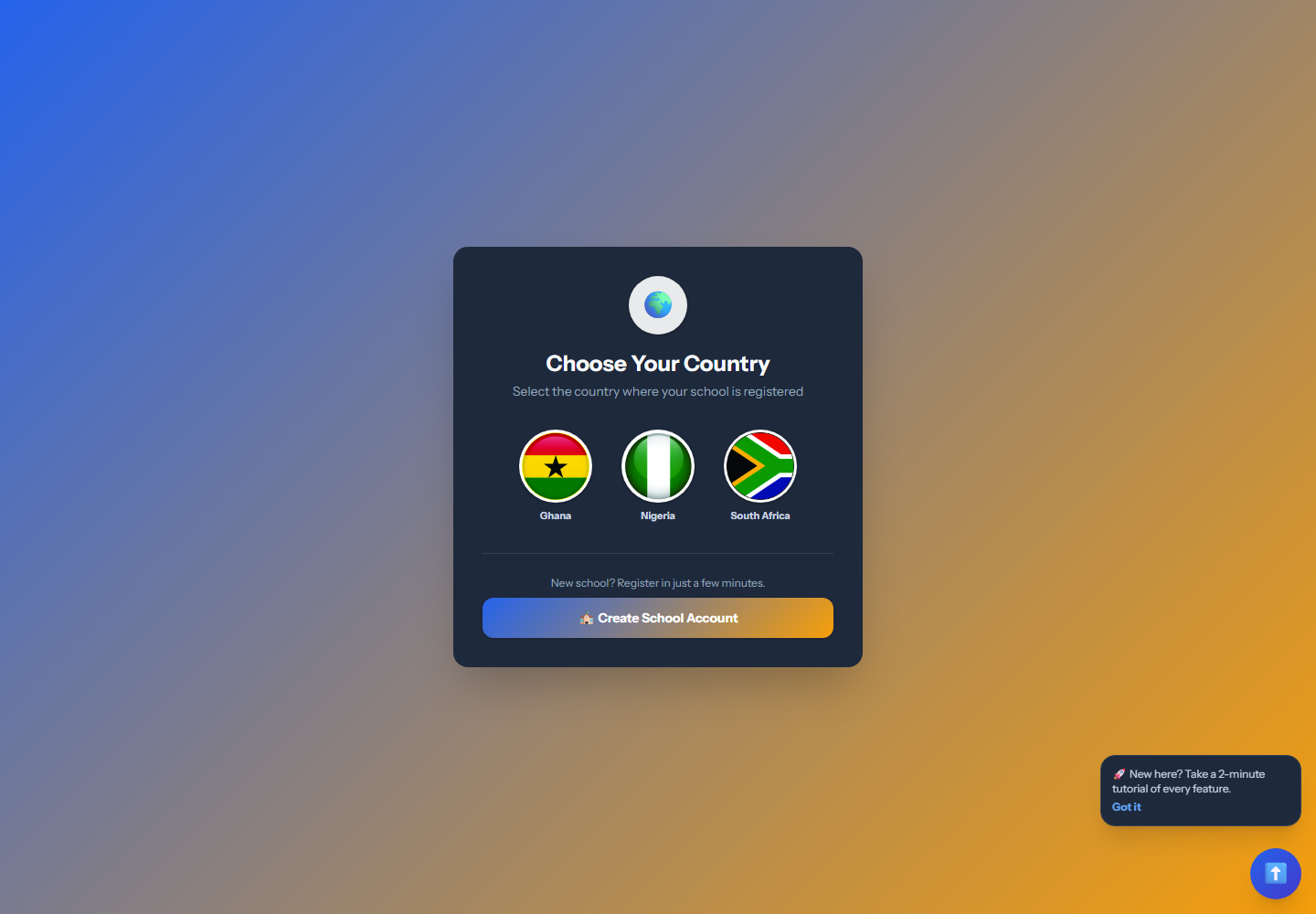 SchTrack login page screenshot - one login for every role